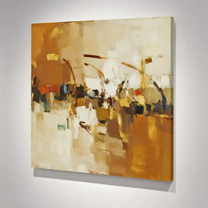 Warm Ochre Abstract Canvas-Modern Textured Wall Art-Artmeto Artmeto Wood wall art