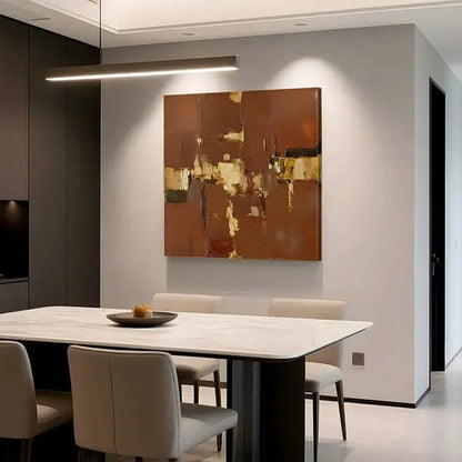 Warm Terracotta Abstract Canvas-Modern Dining Room Wall Decor-Artmeto Artmeto Wood wall art