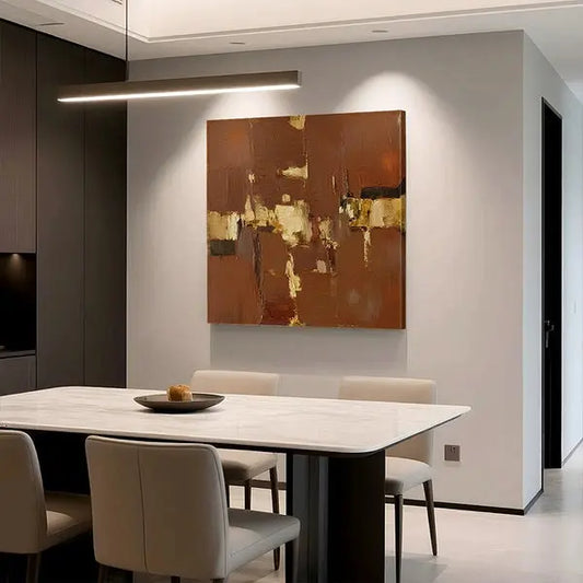 Warm Terracotta Abstract Canvas-Modern Dining Room Wall Decor-Artmeto Artmeto Wood wall art