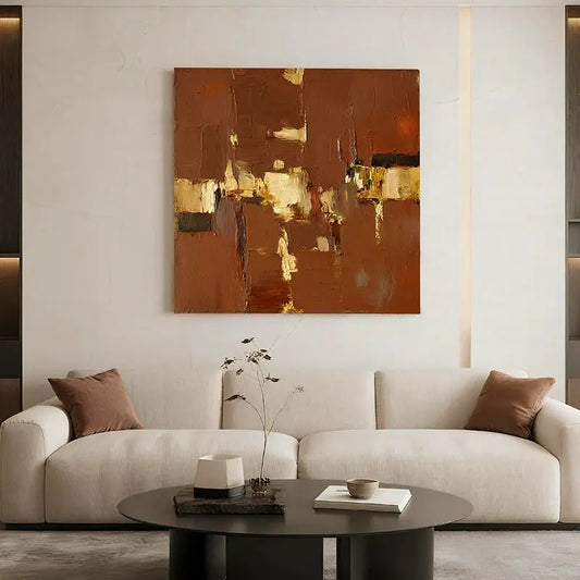 Warm Terracotta Abstract Canvas-Modern Dining Room Wall Decor-Artmeto Artmeto Wood wall art