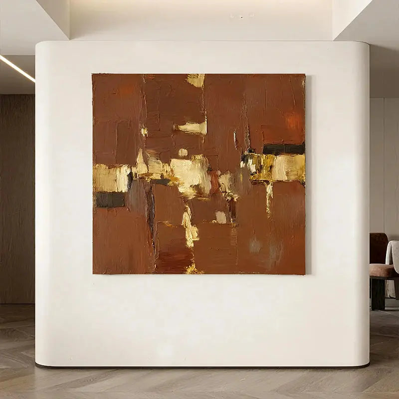 Warm Terracotta Abstract Canvas-Modern Dining Room Wall Decor-Artmeto Artmeto Wood wall art