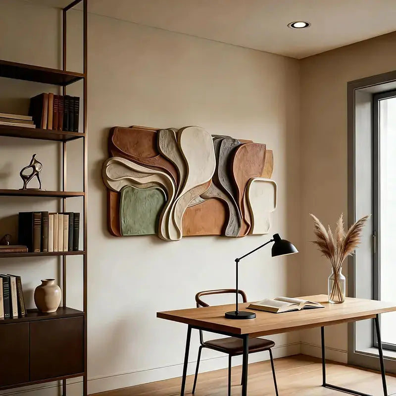 Warm Terracotta & Sage Abstract Layered Fluid Form Modern Wall Art Artmeto Wood wall art