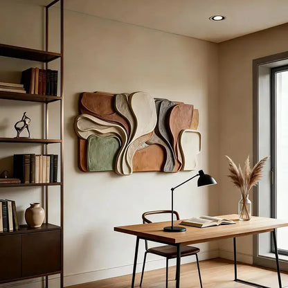 Warm Terracotta & Sage Abstract Layered Fluid Form Modern Wall Art Artmeto Wood wall art