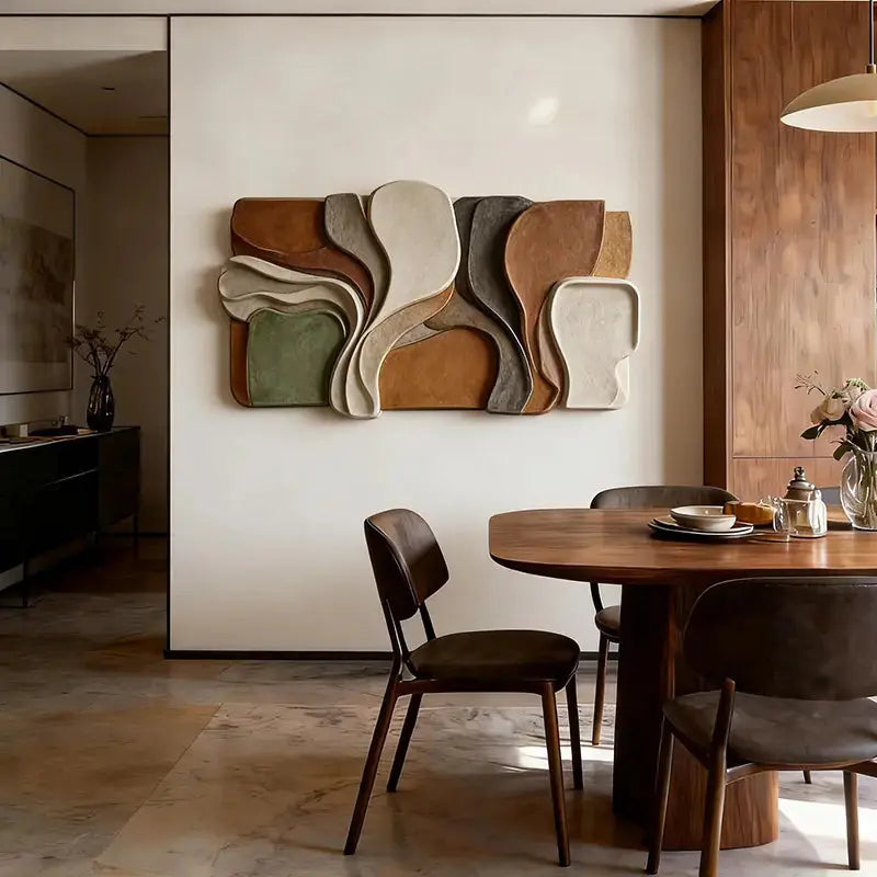 Warm Terracotta & Sage Abstract Layered Fluid Form Modern Wall Art Artmeto Wood wall art