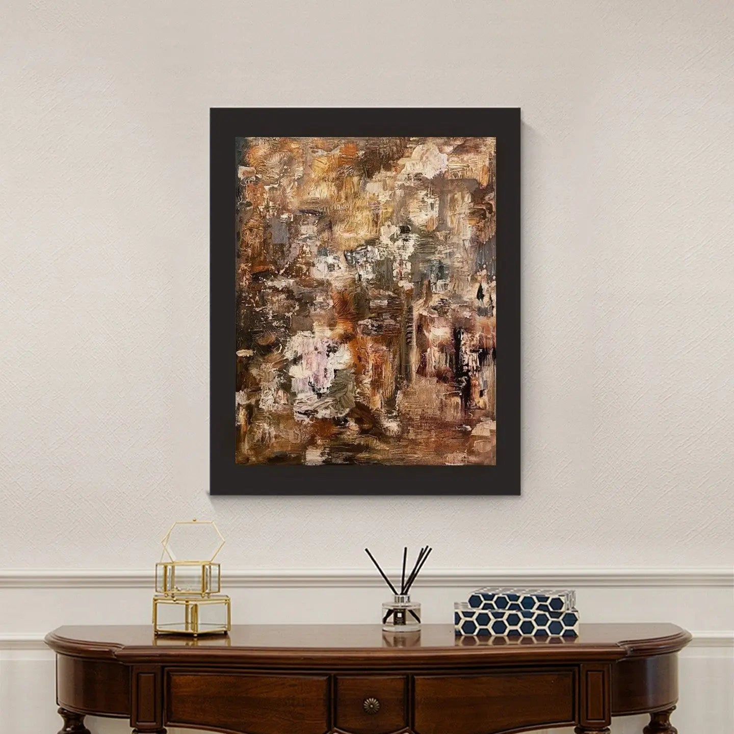 Warm Tone Abstract Painting-Textured Neutral Canvas Art-Artmeto Artmeto Wood wall art