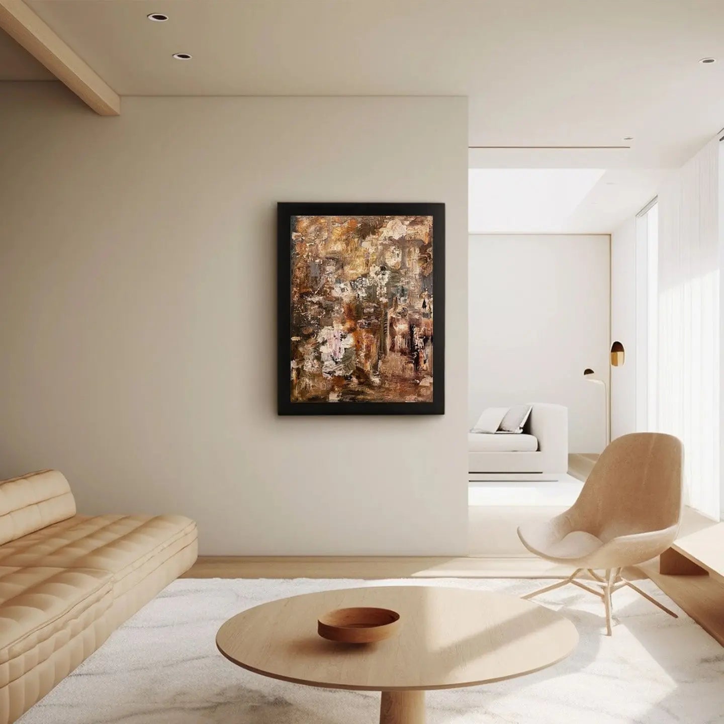Warm Tone Abstract Painting-Textured Neutral Canvas Art-Artmeto Artmeto Wood wall art