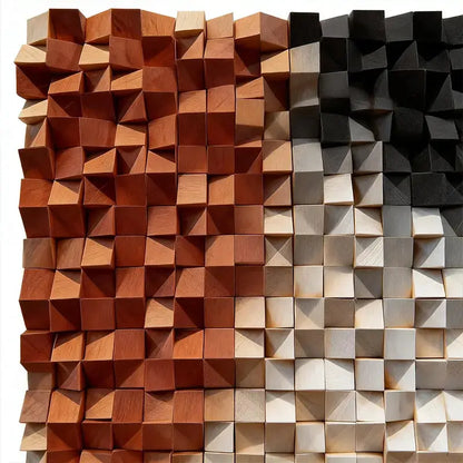 Warm to Charcoal Gradient Wood Mosaic Sculpture - 3D Relief Wall Art Artmeto Wood wall art