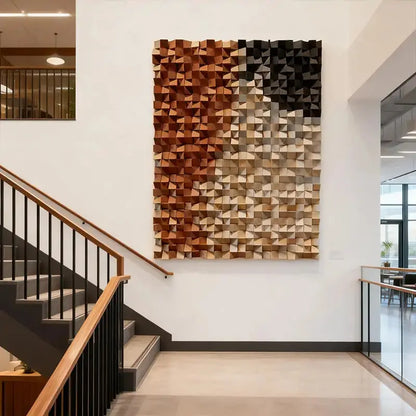 Warm to Charcoal Gradient Wood Mosaic Sculpture - 3D Relief Wall Art Artmeto Wood wall art