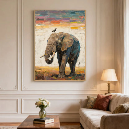 Wildlife Elephant Art-Colorful Textured Canvas Wall Decor-Artmeto Artmeto Wood wall art