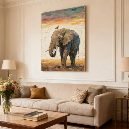 Wildlife Elephant Art-Colorful Textured Canvas Wall Decor-Artmeto Artmeto Wood wall art