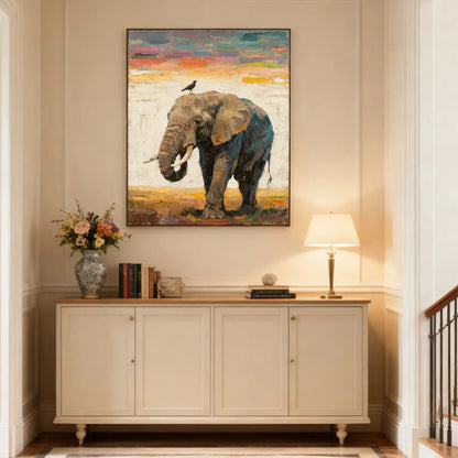 Wildlife Elephant Art-Colorful Textured Canvas Wall Decor-Artmeto Artmeto Wood wall art