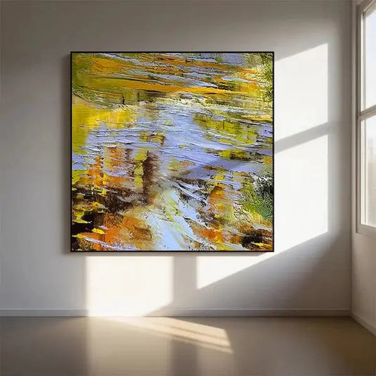 Yellow Orange Abstract Fluid Canvas Wall Art Modern Home Decor-Artmeto Artmeto Wood wall art