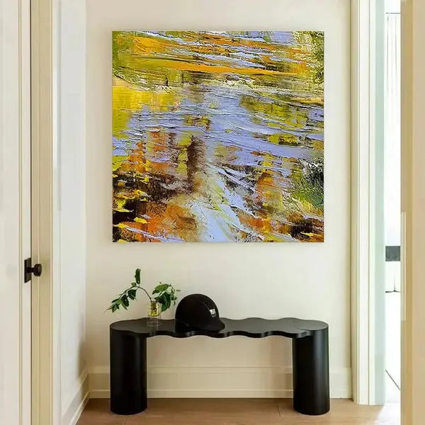 Yellow Orange Abstract Fluid Canvas Wall Art Modern Home Decor-Artmeto Artmeto Wood wall art