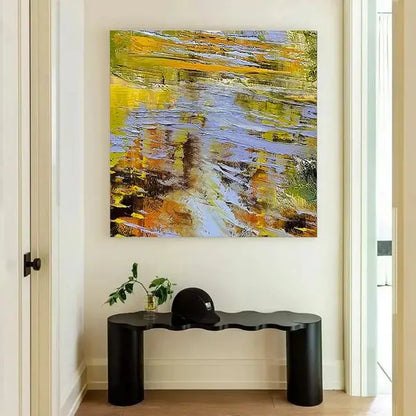 Yellow Orange Abstract Fluid Canvas Wall Art Modern Home Decor-Artmeto Artmeto Wood wall art