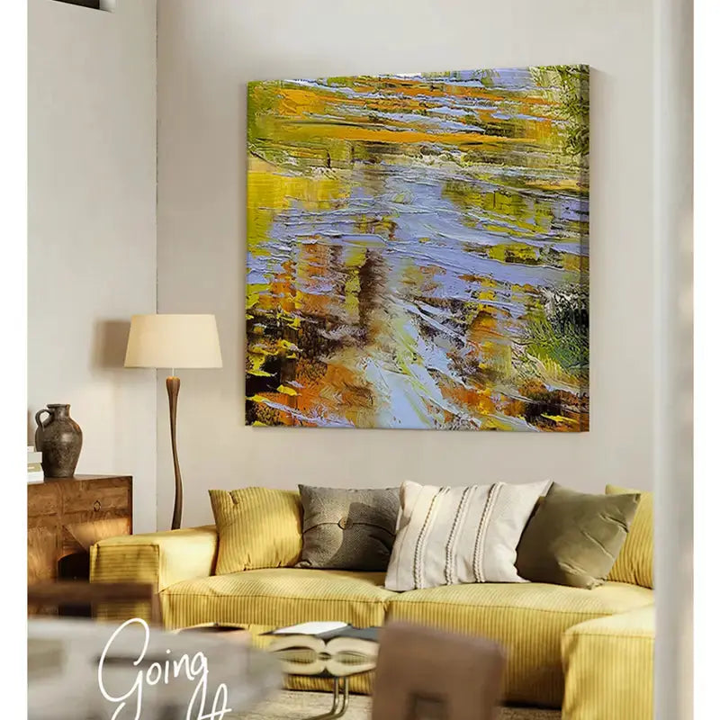 Yellow Orange Abstract Fluid Canvas Wall Art Modern Home Decor-Artmeto Artmeto Wood wall art