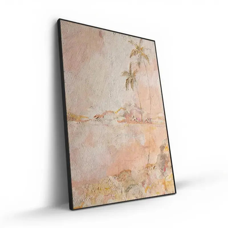 abstract painting | Abstract Palm Tree in Soft Pink, Yellow & White CC001 Artmeto Wood wall art