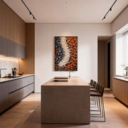 Orange & White Wooden Sculpture: 3D Colorful Gradient Abstract Wood Carving Art Modern Wall Deco