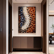 Orange & White Wooden Sculpture: 3D Colorful Gradient Abstract Wood Carving Art Modern Wall Deco