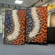 Orange & White Wooden Sculpture: 3D Colorful Gradient Abstract Wood Carving Art Modern Wall Deco